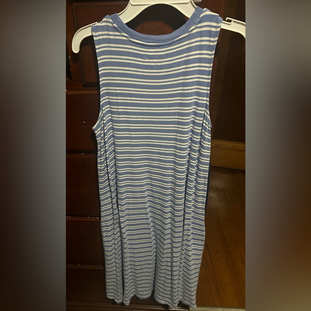 Time and Tru Blue and Cream Striped Top